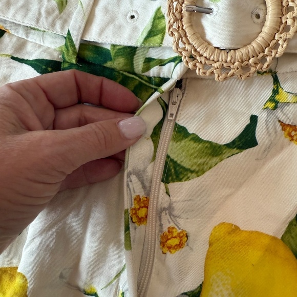 New! Express High Waisted Belted Lemon Print Shorts 45773 - Picture 7 of 14